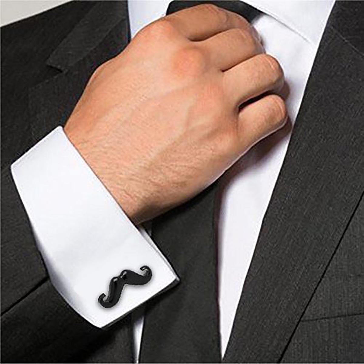 Moustache Mooch Black Cufflinks In Box