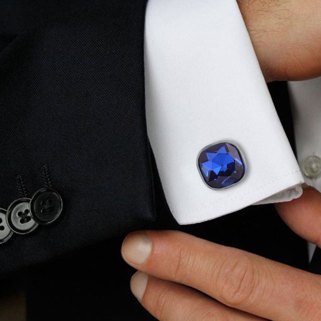 Austrian Crystal Blue Cufflinks In Box Bulk