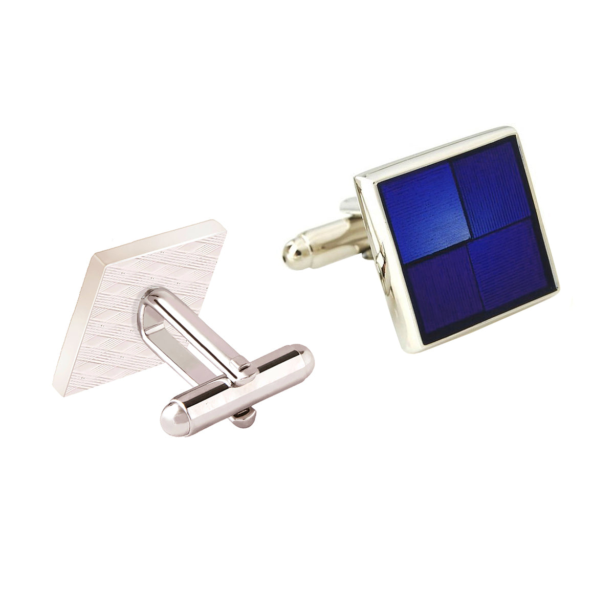 3D Square Blue Cufflinks In Box Bulk Secondary image