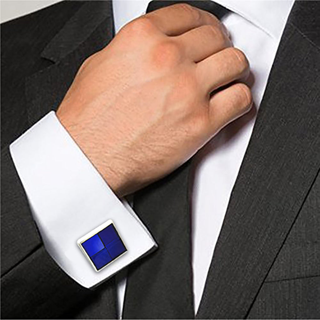 3D Square Blue Cufflinks In Box Bulk