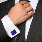 3D Square Blue Cufflinks In Box Bulk