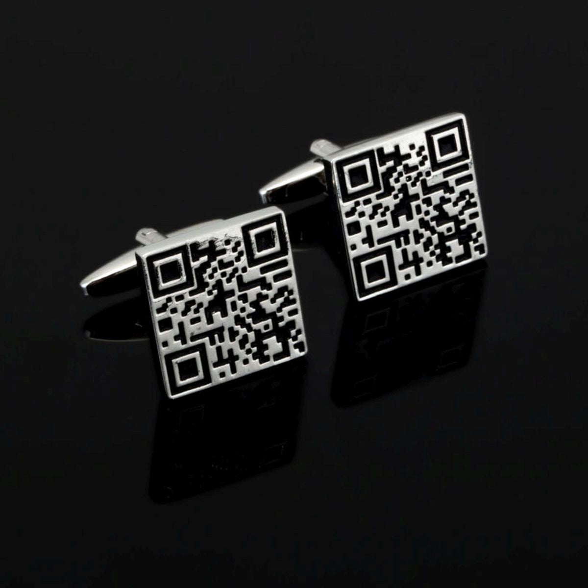 Qr Code Barcode Black Cufflinks In Box Bulk Secondary image