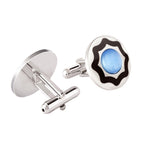 Round Blue Black Cufflinks In Box Bulk