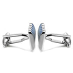 Stripes Blue Silver Cufflinks In Box Bulk