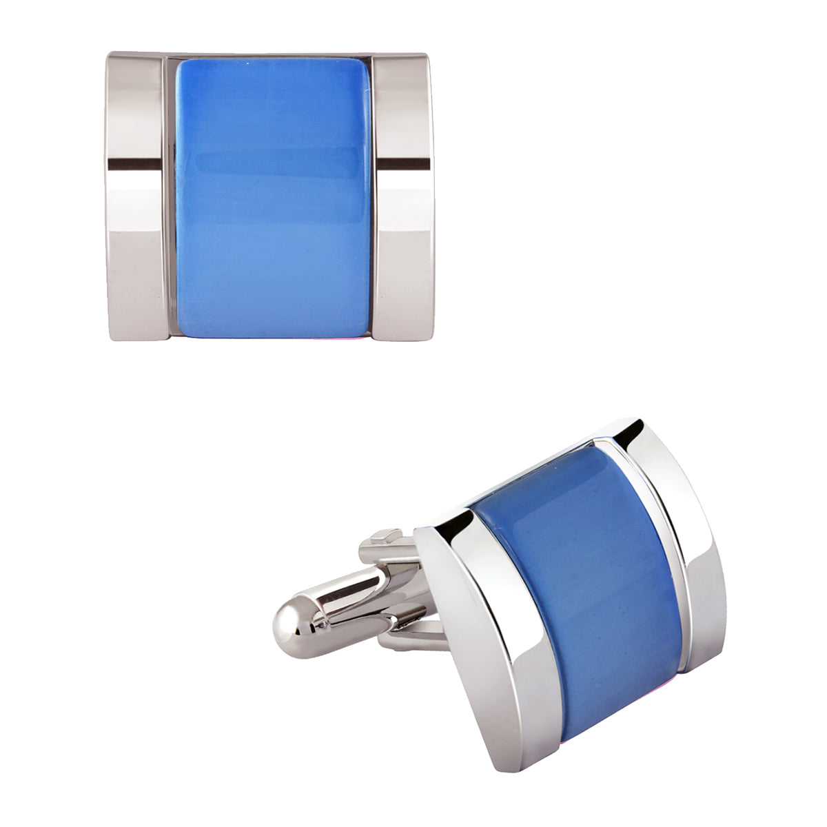 Rectangle Blue Crystal Cufflinks In Box Bulk Secondary image