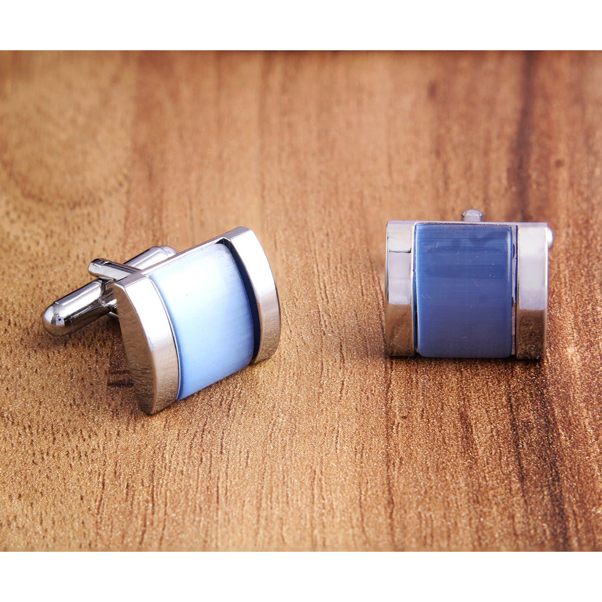 Rectangle Blue Crystal Cufflinks In Box Bulk Main image