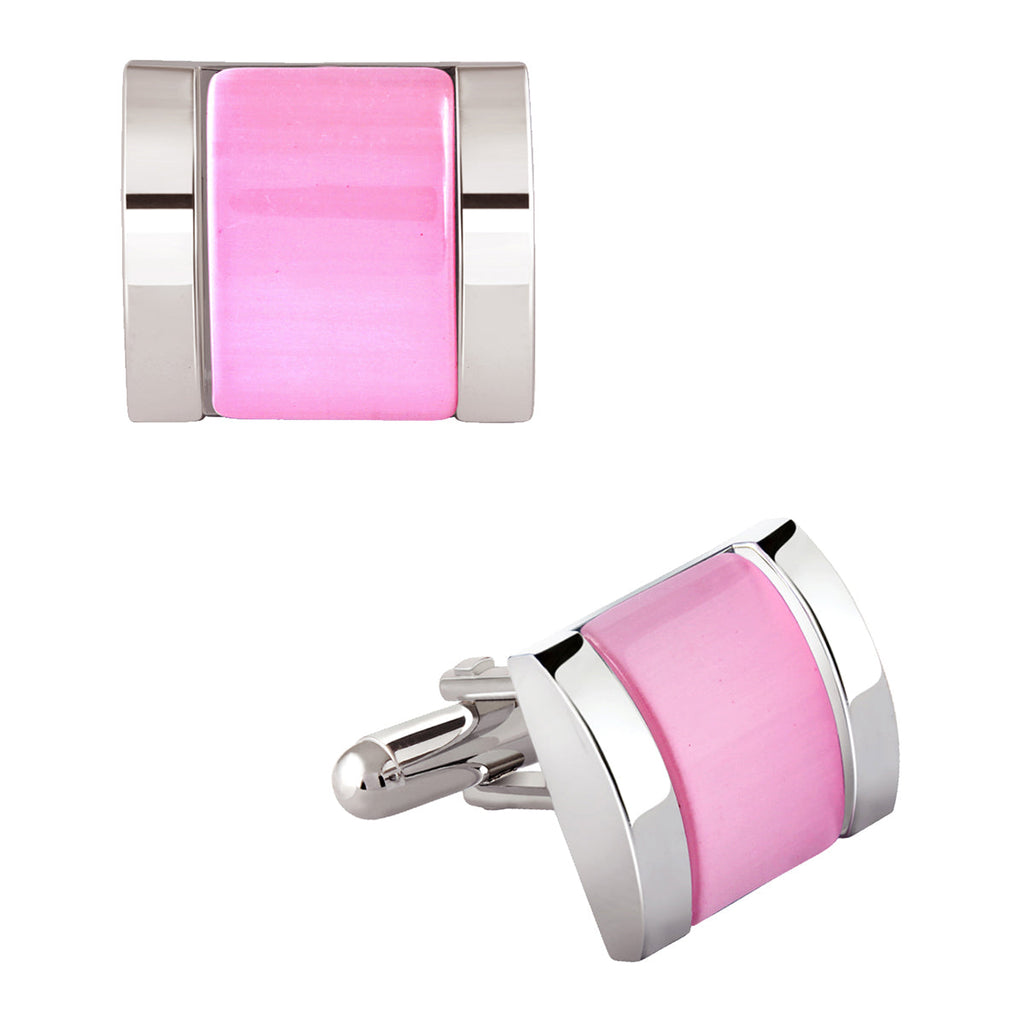 Rectangle Pink Crystal Cufflinks In Box Bulk