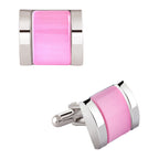 Rectangle Pink Crystal Cufflinks In Box Bulk