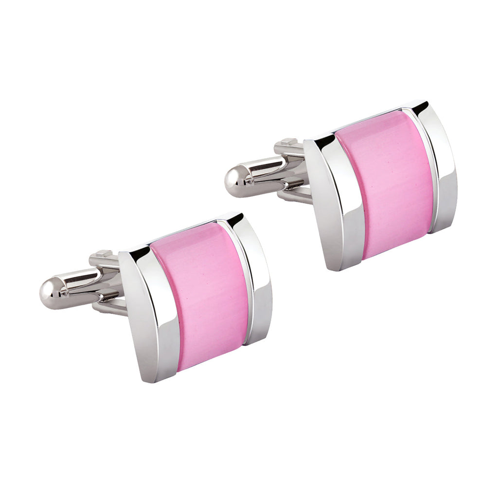 Rectangle Pink Crystal Cufflinks In Box Bulk