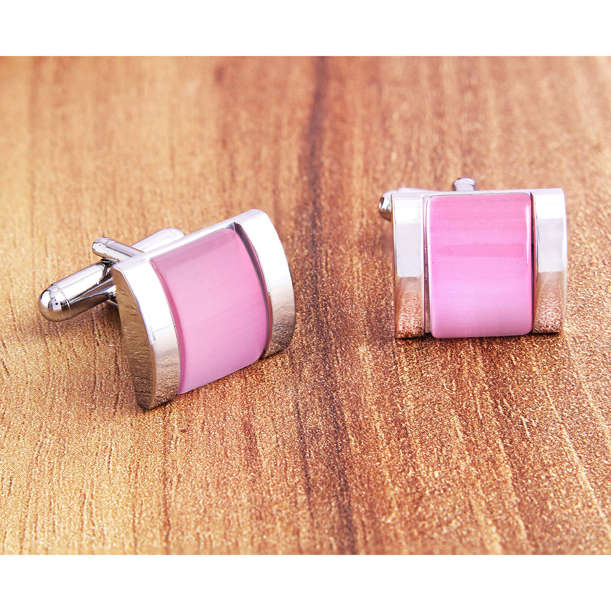 Rectangle Pink Crystal Cufflinks In Box Bulk Main image