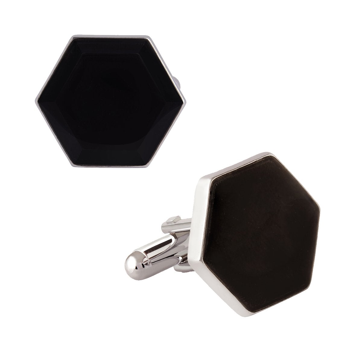 Hexagon Black Cufflinks In Box Bulk Secondary image