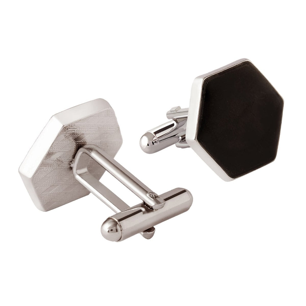 Hexagon Black Cufflinks In Box Bulk