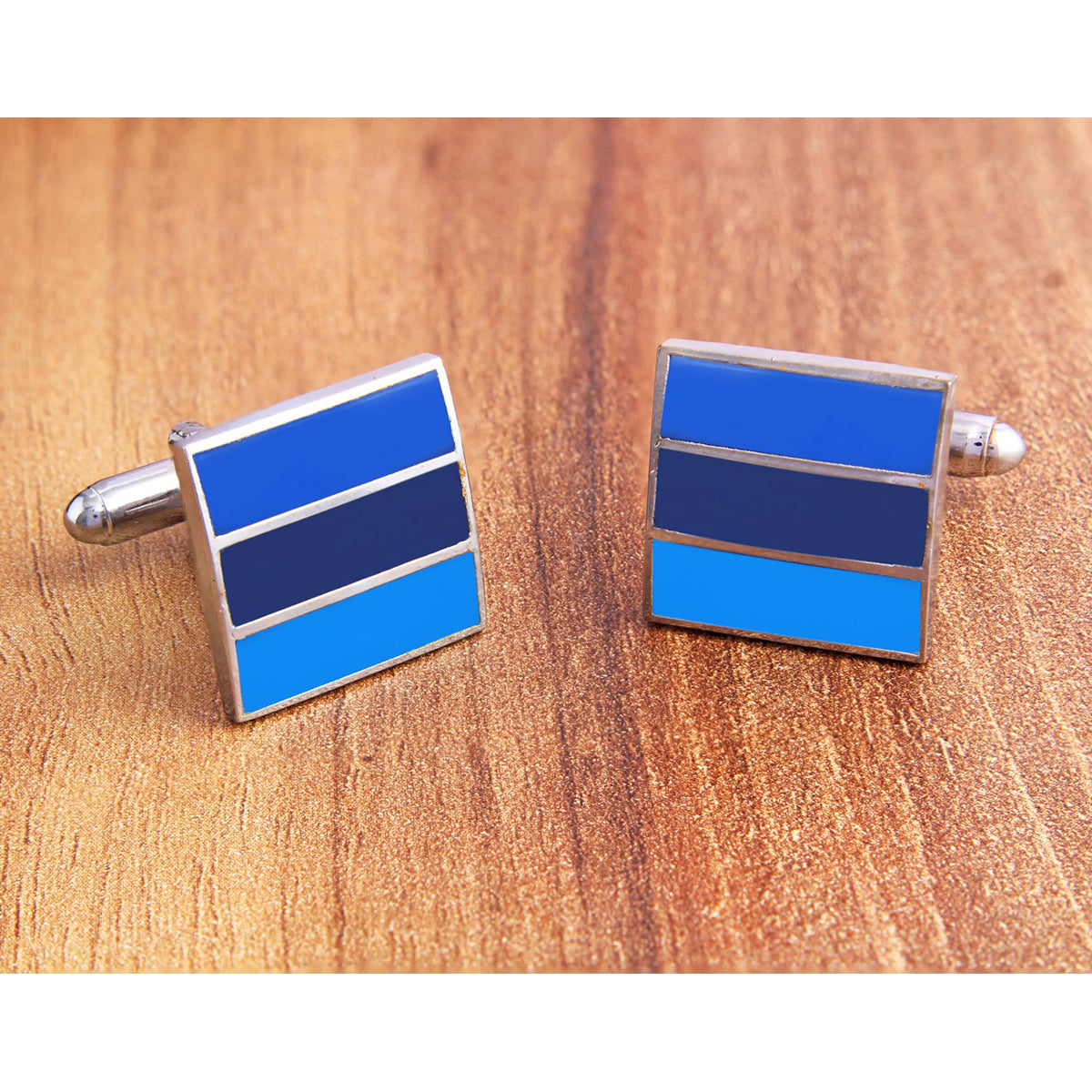 Stripes Blue Cufflinks In Box Bulk Main image