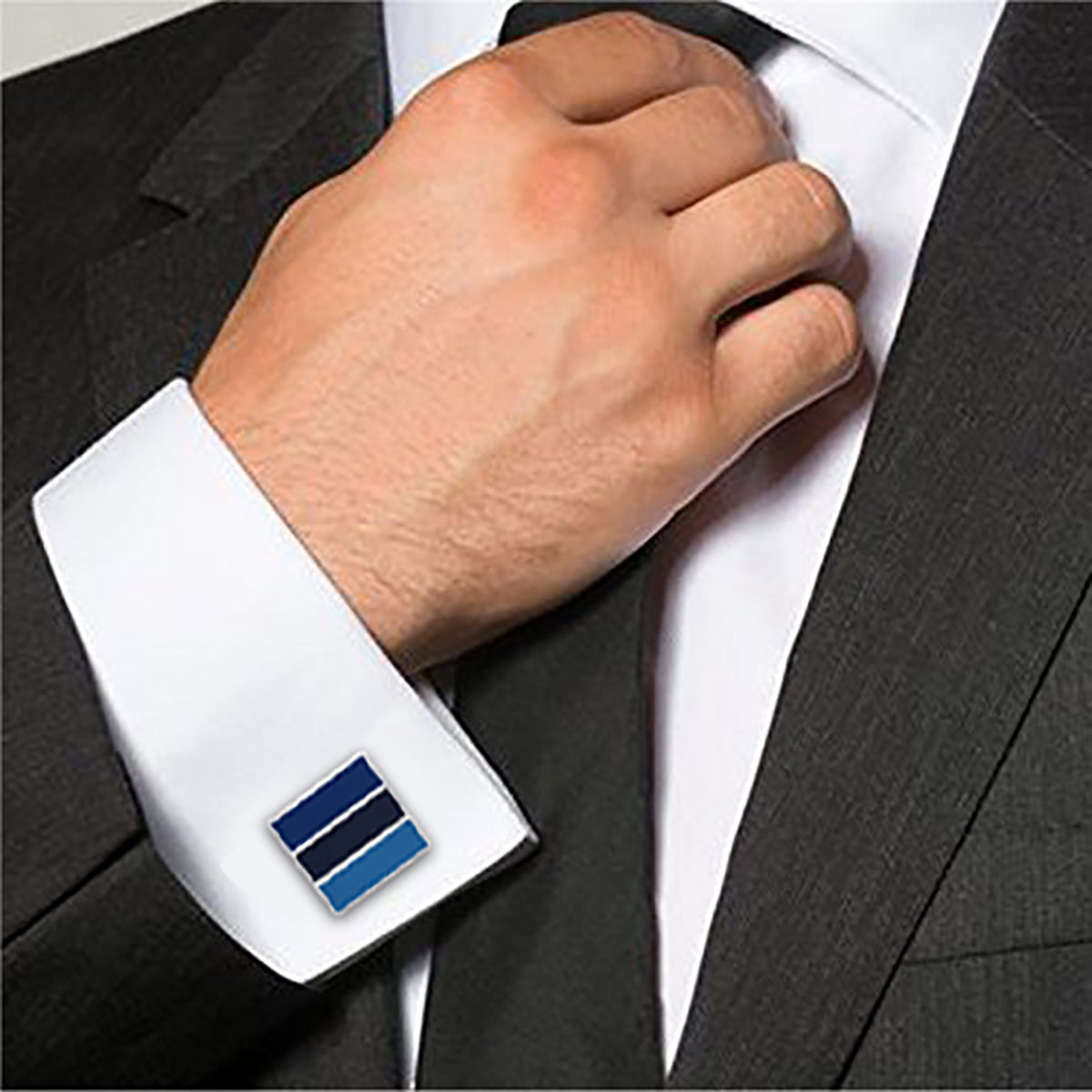 Stripes Blue Cufflinks In Box Bulk