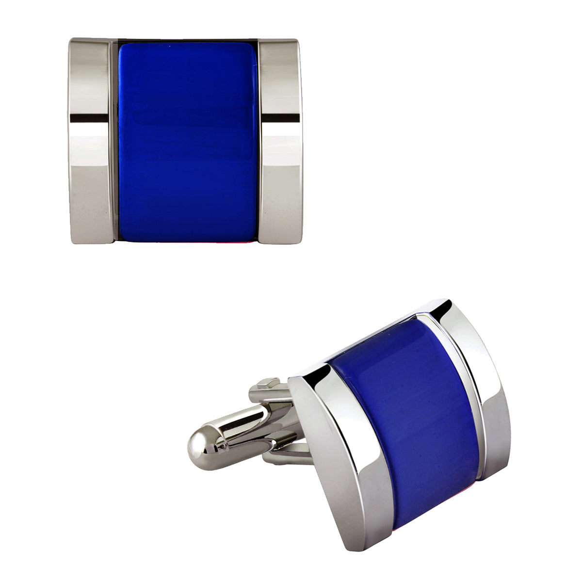 Rectangle Blue Crystal Cufflinks In Box Secondary image