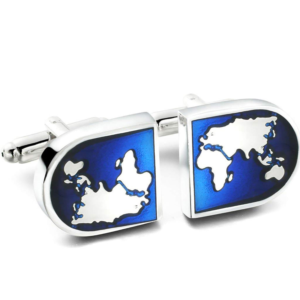 Atlas World Map Traveller Blue Cufflinks In Box Bulk Main image