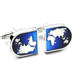 Atlas World Map Traveller Blue Cufflinks In Box Bulk