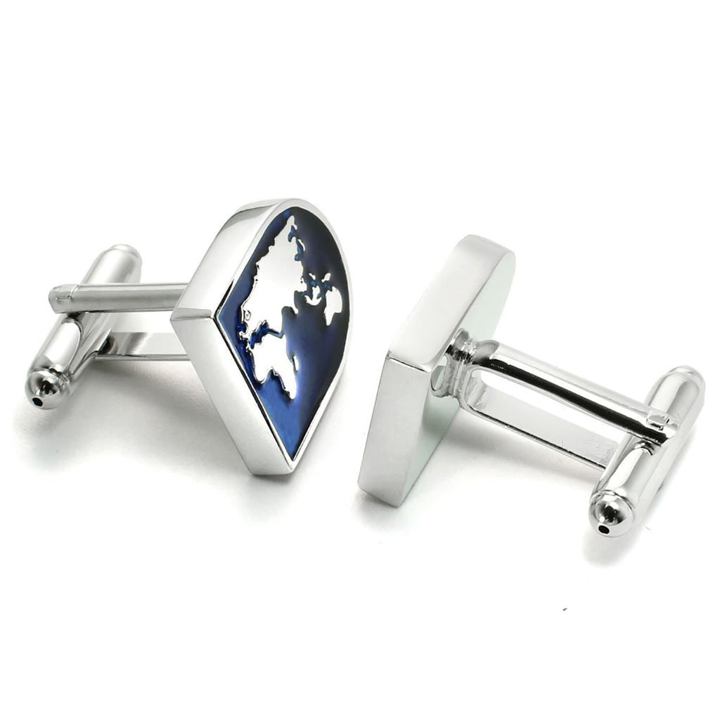 Atlas World Map Traveller Blue Cufflinks In Box Bulk