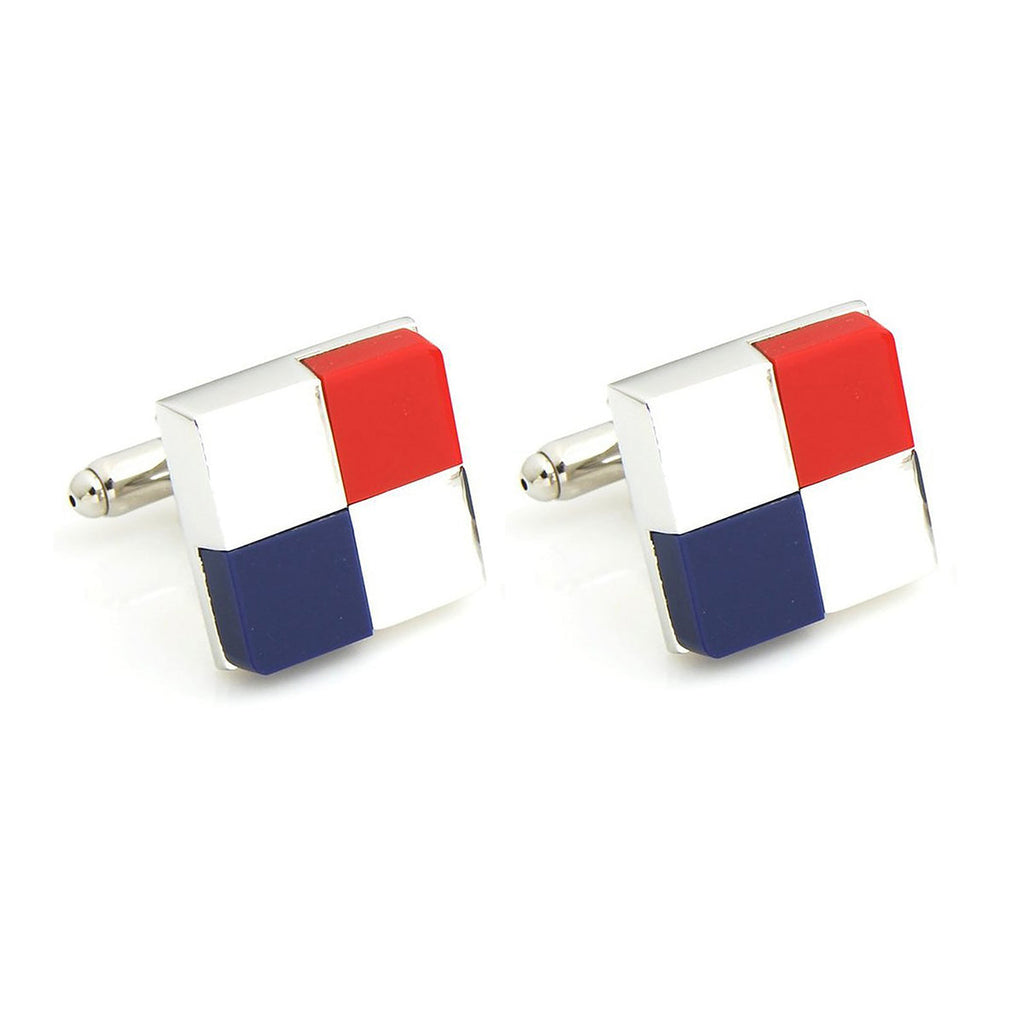 Checks Blue Red Cufflinks In Box Bulk