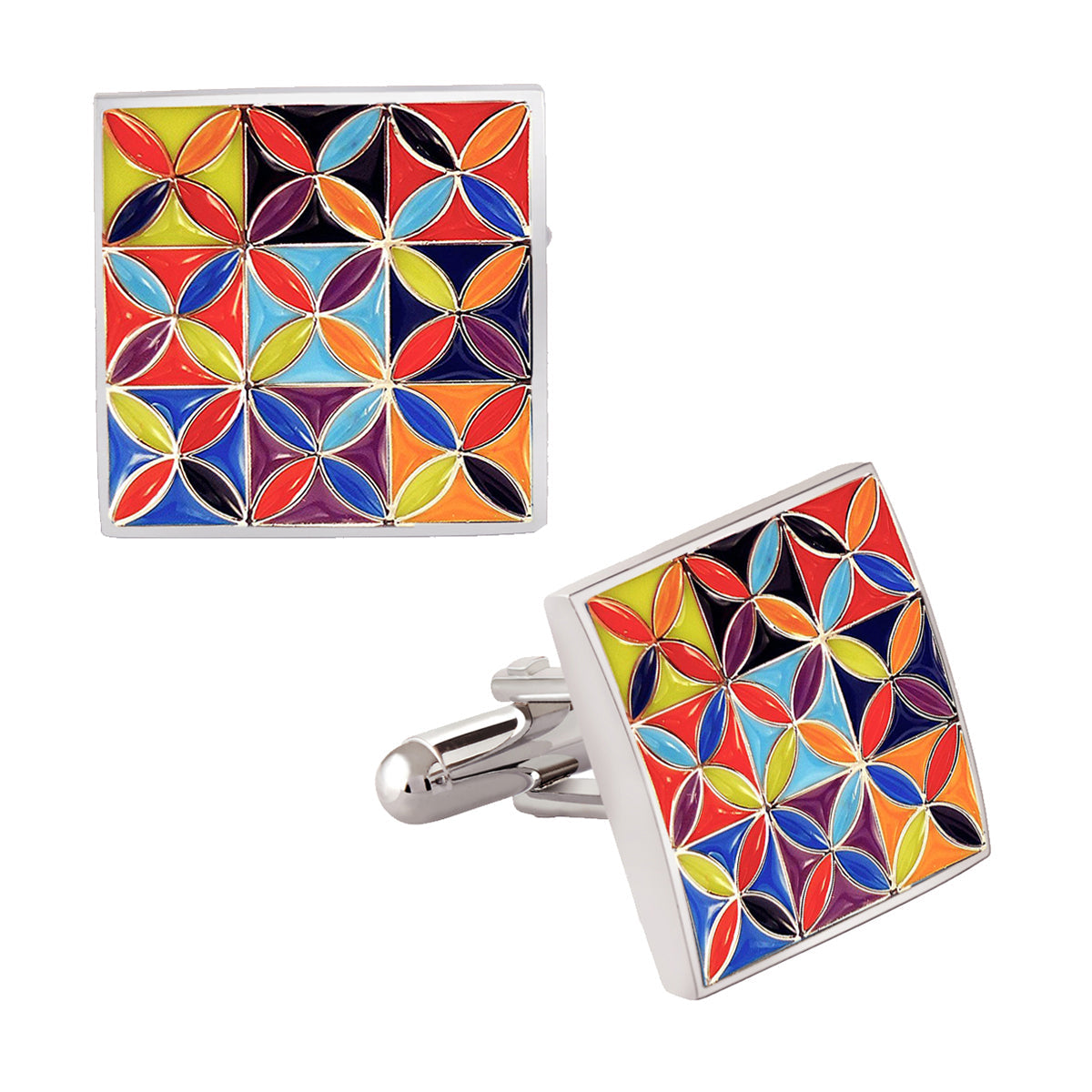 Floral Painting Multi Color Cufflinks In Box Bulk