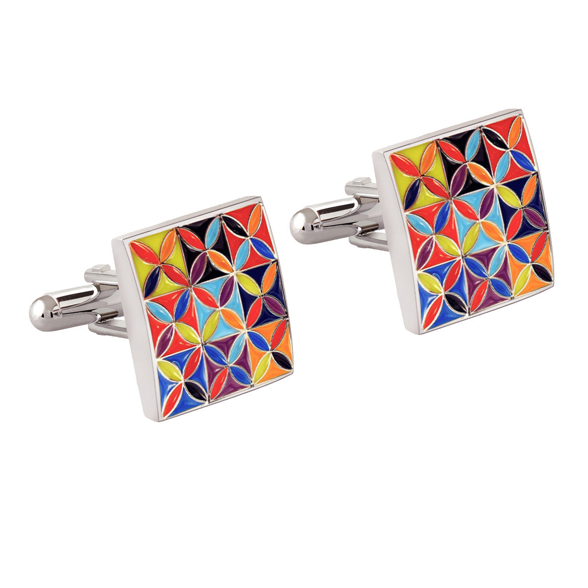 Floral Painting Multi Color Cufflinks In Box Bulk