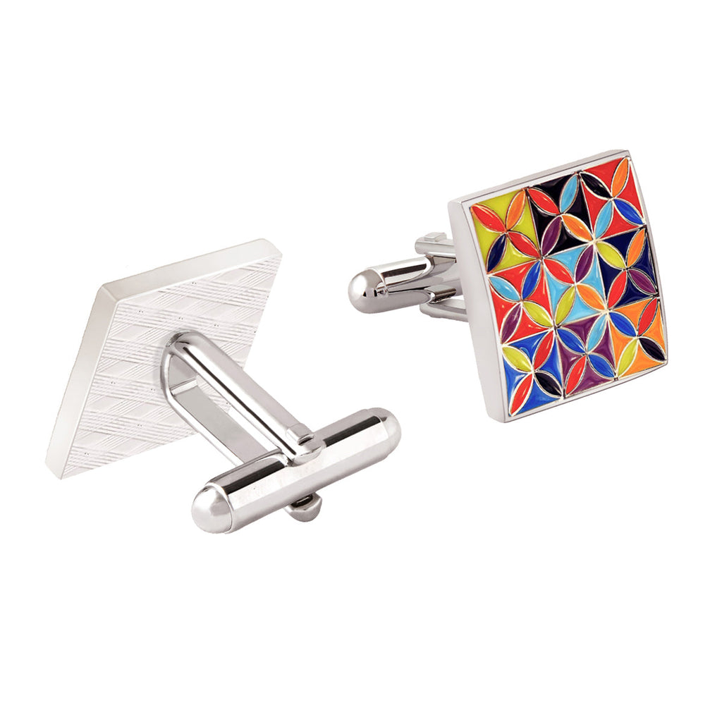 Floral Painting Multi Color Cufflinks In Box Bulk