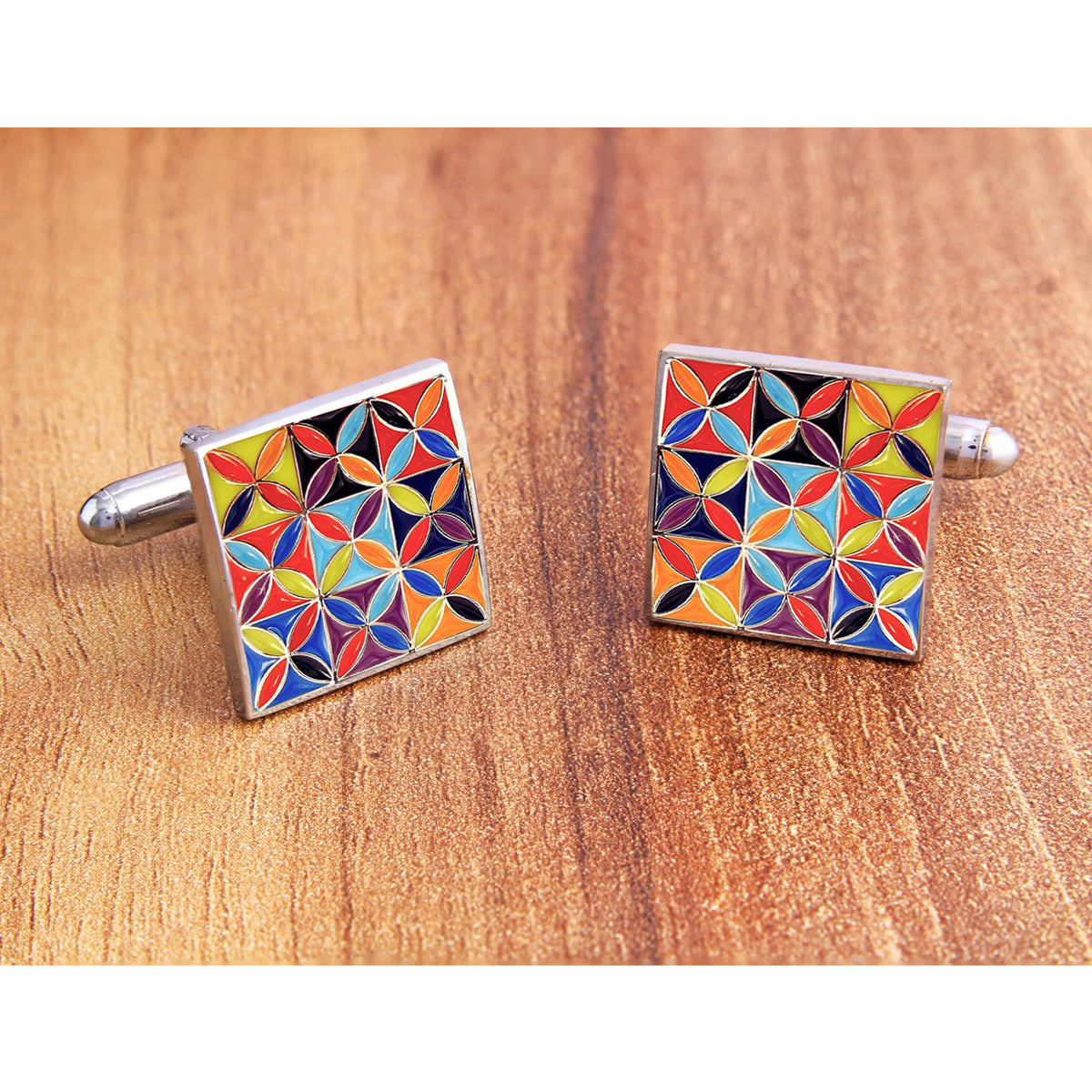 Floral Painting Multi Color Cufflinks In Box Bulk Main image