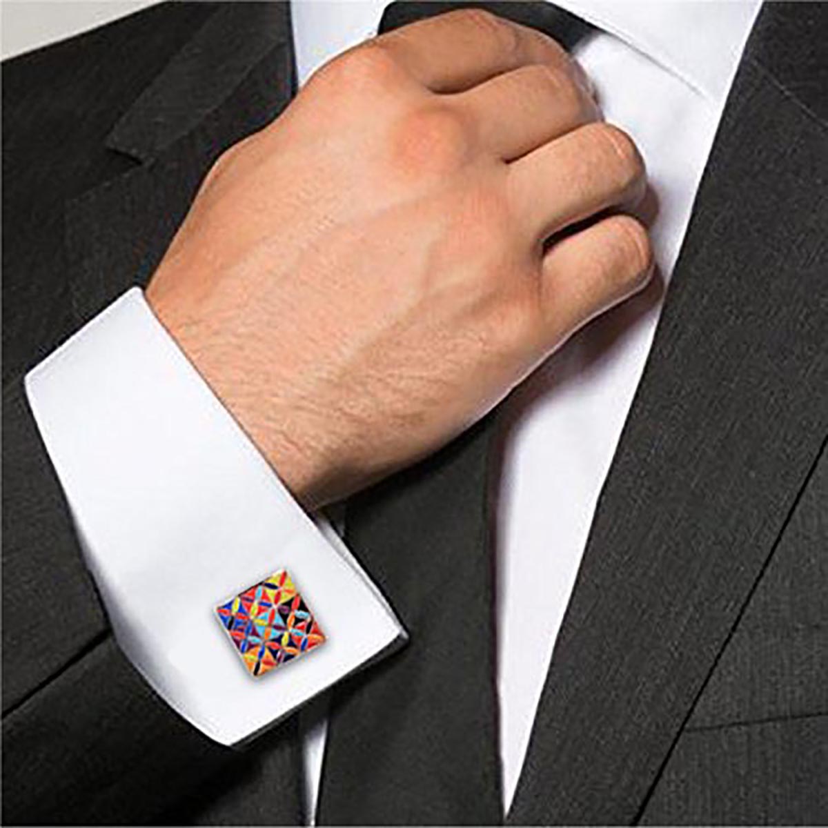 Floral Painting Multi Color Cufflinks In Box Bulk