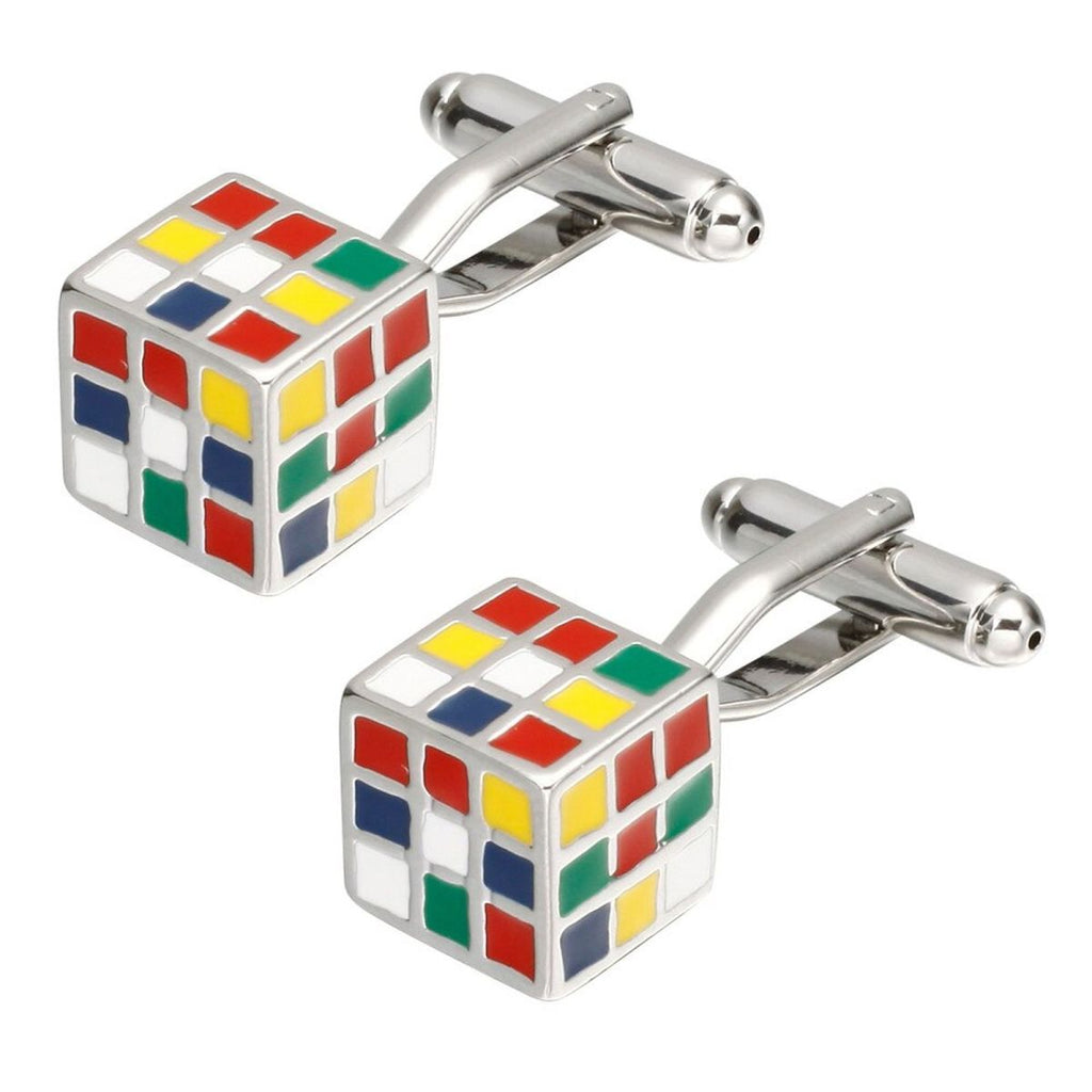 Rubix Cube Multi Color Cufflinks In Box