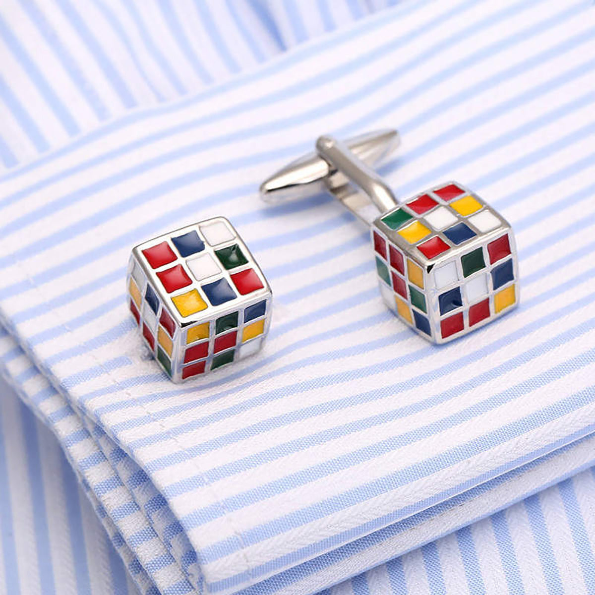Rubix Cube Multi Color Cufflinks In Box