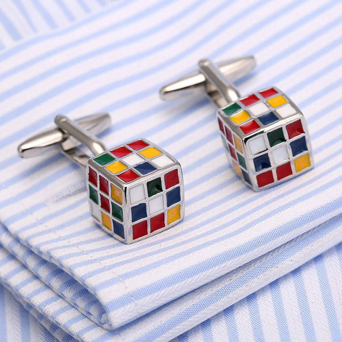 Rubix Cube Multi Color Cufflinks In Box Main image