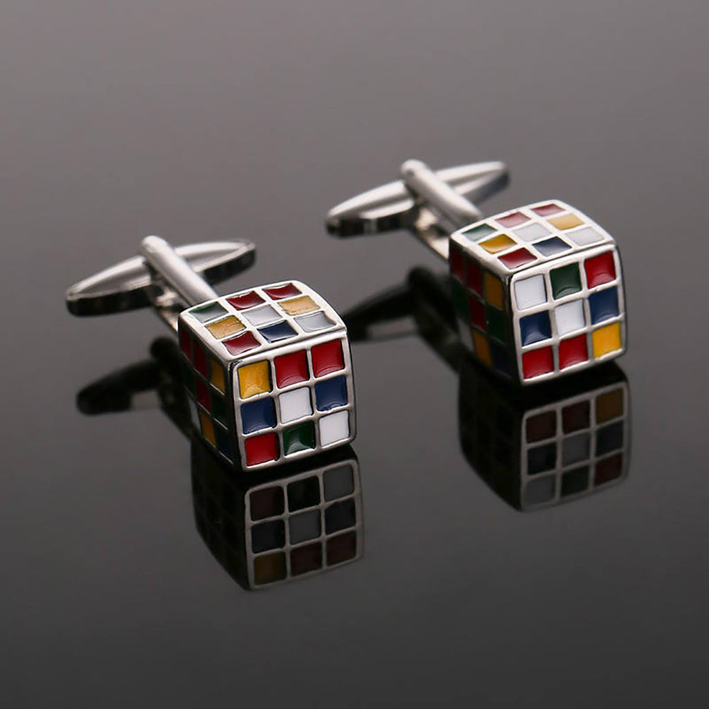 Rubix Cube Multi Color Cufflinks In Box