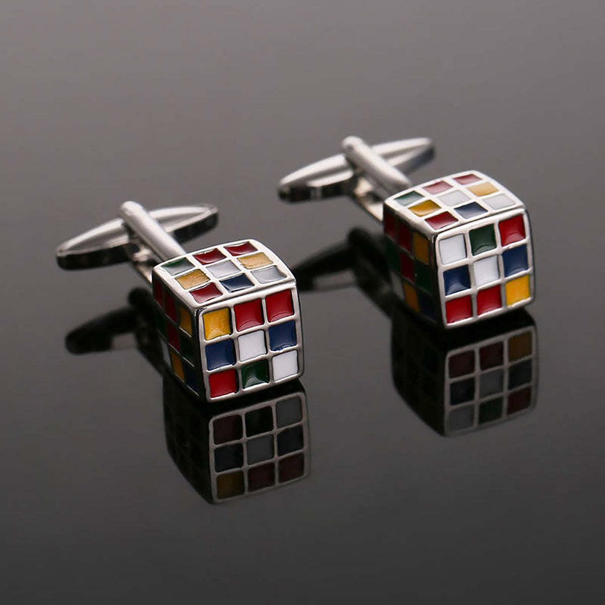 Rubix Cube Multi Color Cufflinks In Box