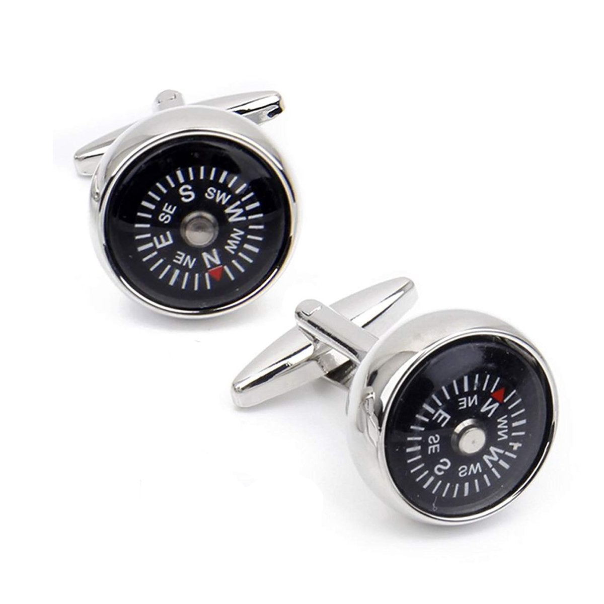 Round Compass White Cufflinks In Box Bulk Main image