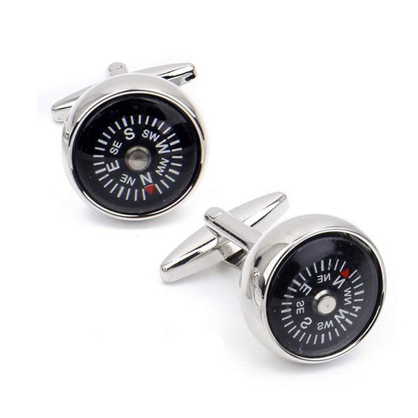 Round Compass White Cufflinks In Box Bulk Main image