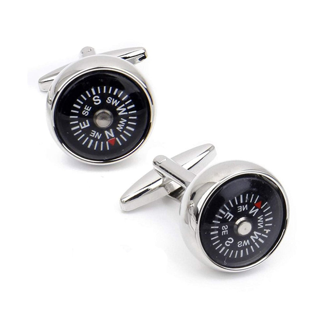 Round Compass White Cufflinks In Box Bulk
