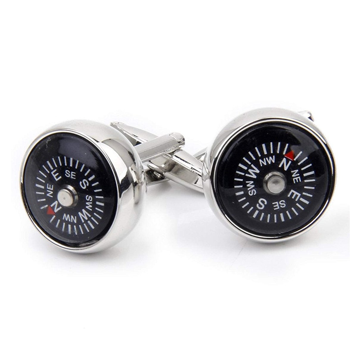 Round Compass White Cufflinks In Box Bulk Secondary image