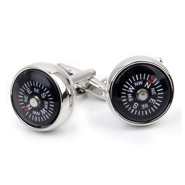 Round Compass White Cufflinks In Box Bulk Secondary image