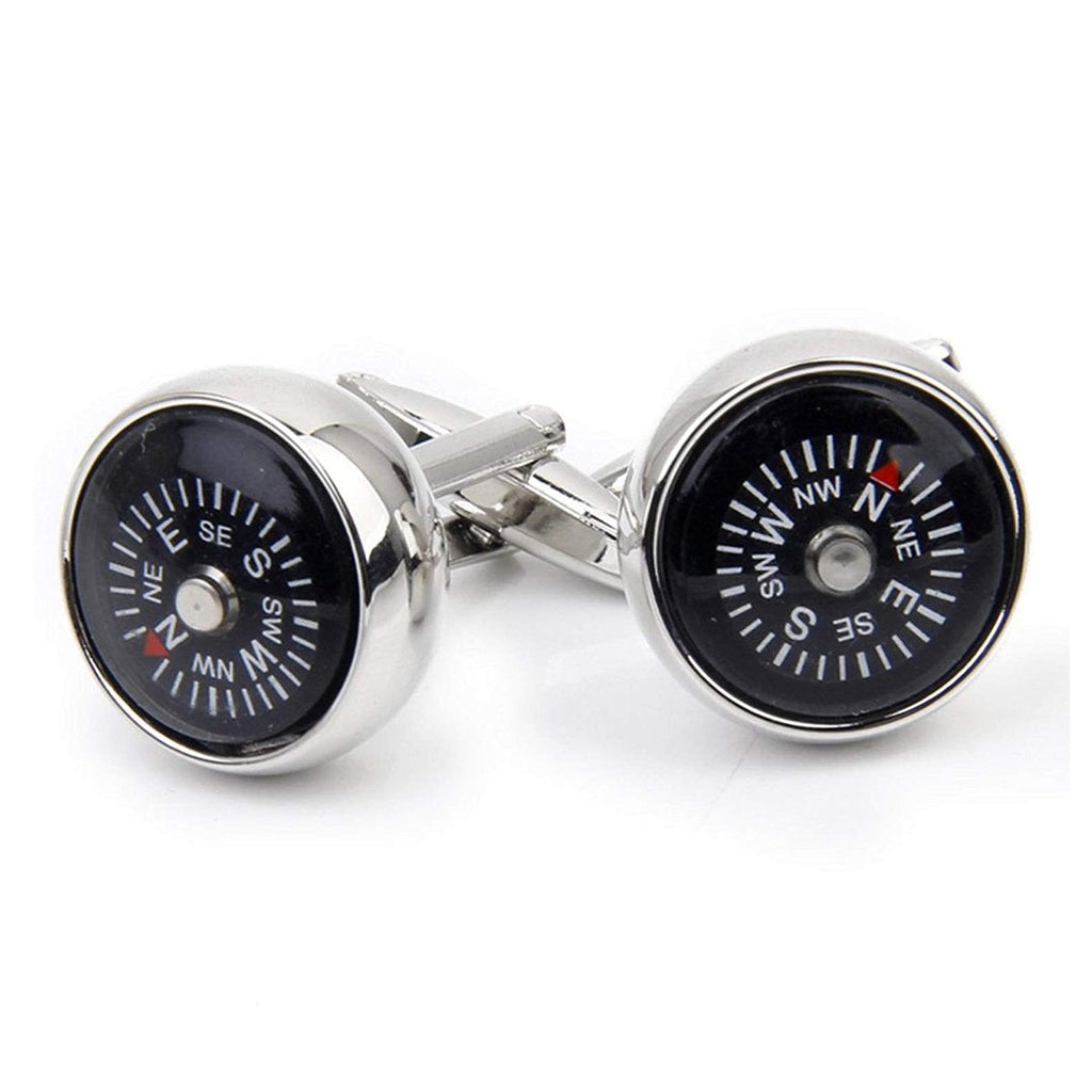 Round Compass White Cufflinks In Box Bulk