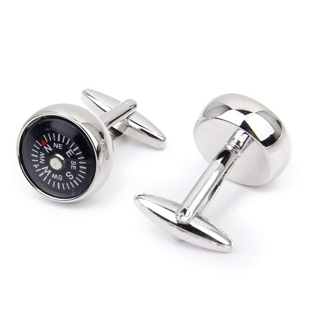 Round Compass White Cufflinks In Box Bulk