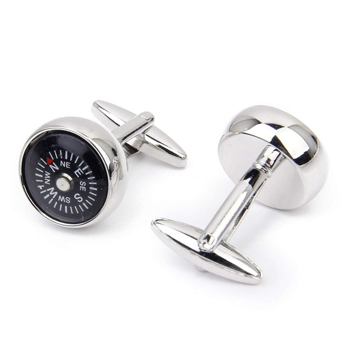 Round Compass White Cufflinks In Box Bulk