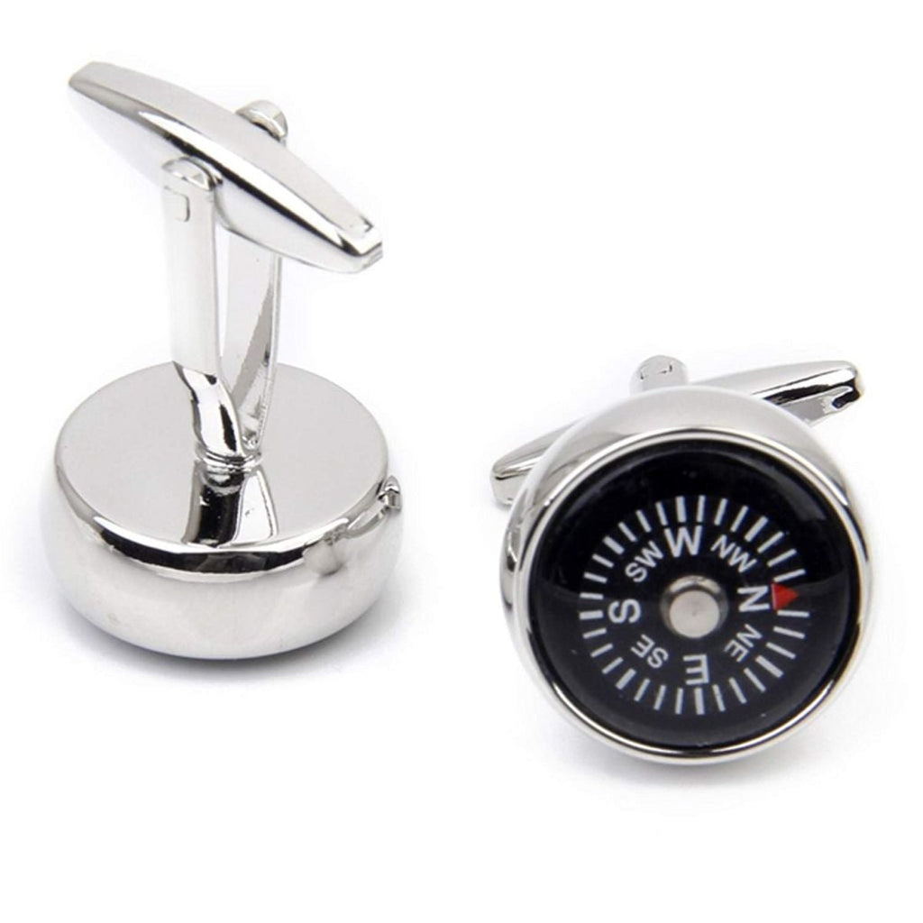Round Compass White Cufflinks In Box Bulk