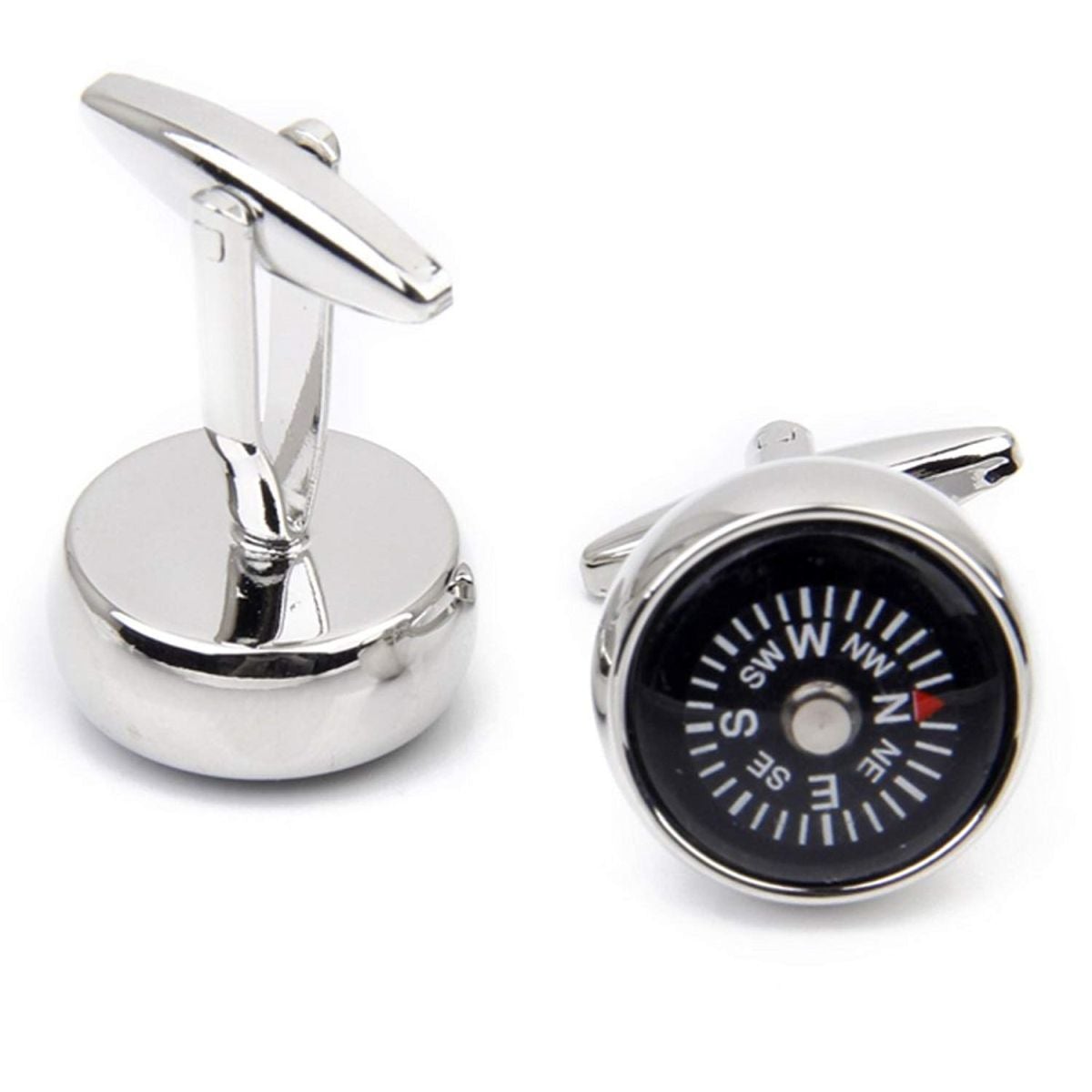 Round Compass White Cufflinks In Box Bulk