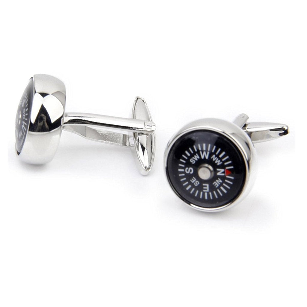 Round Compass White Cufflinks In Box Bulk