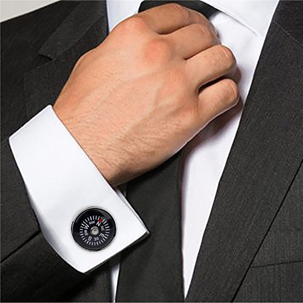 Round Compass White Cufflinks In Box Bulk