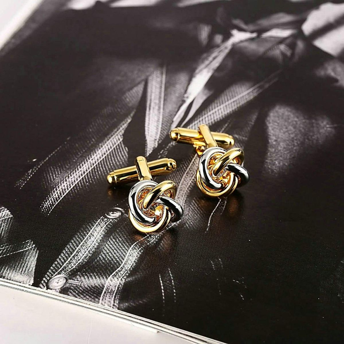 Knot Gold Silver Cufflinks In Box Bulk Secondary image