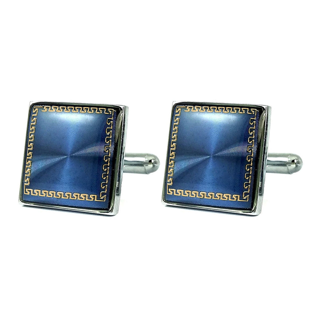 Square Blue Cufflinks In Box Bulk