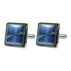Square Blue Cufflinks In Box Bulk