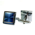 Square Blue Cufflinks In Box Bulk