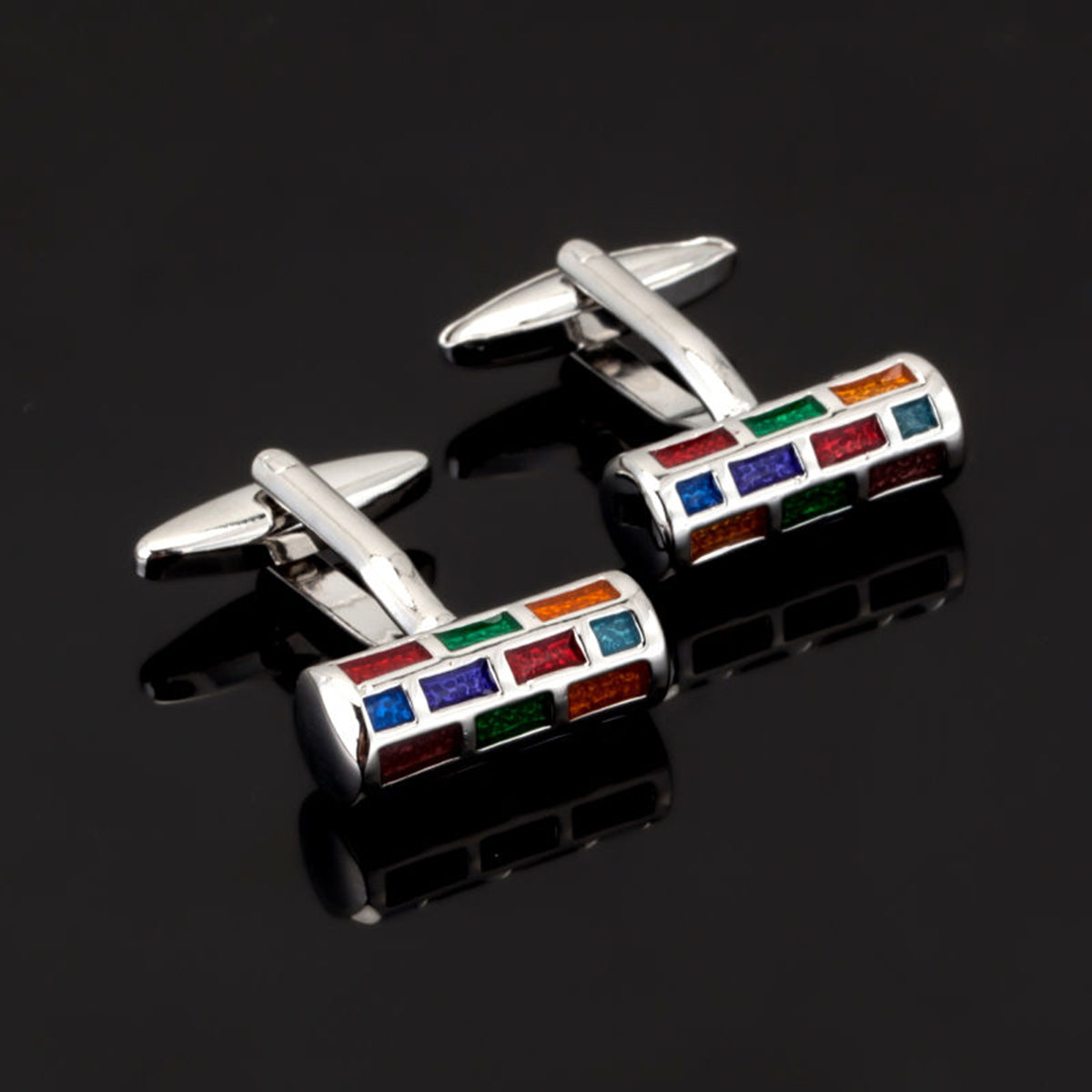 Cylinder Multi Color Cufflinks In Box Main image